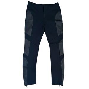 Rag & Bone Moto Leather Panel Ankle Zip Black Pants